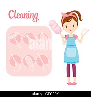 Cleaning tools icons set cartoon style Royalty Free Vector