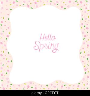 Floral And Leaf Pattern Border, Spring Season, Nature, Children, Animal, Flower Stock Vector