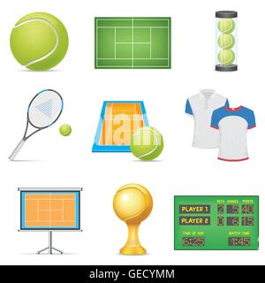 Tennis Icons Set Stock Vector