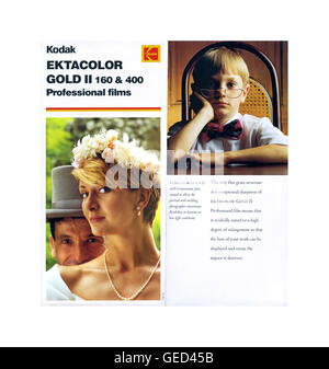Kodak Film 1980's info promotional brochure for professional photographers using Kodak Ektacolor Gold II negative film for social, wedding, portrait  photography etc. (images by Ian Shaw Kodak Photographer) Stock Photo