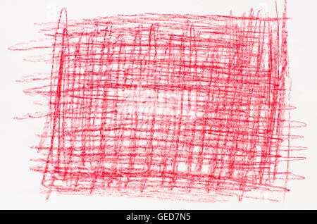 red crayon drawing on white paper background texture Stock Photo