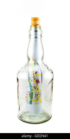 road map in a bottle Stock Photo