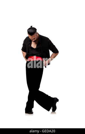 Man dancer dancing spanish dances isolated on white Stock Photo