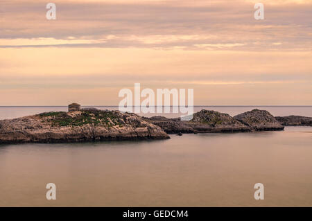 islands in the Ris Beach, Noja, Cantabria, Spain, Europe. Stock Photo