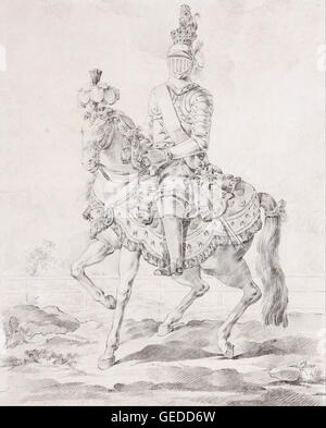 Olof Fridsberg - Gustav III in harness on horse back 1776 Stock Photo