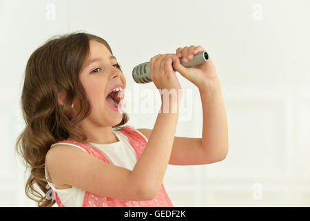 cute little girl singing Stock Photo