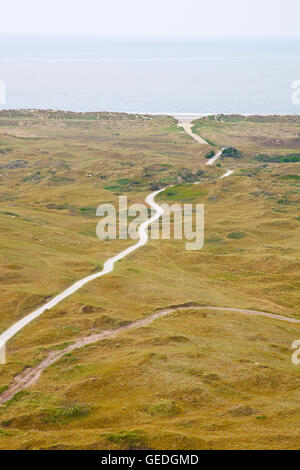 View at dunes and sea in Ameland, The Netherlands Stock Photo