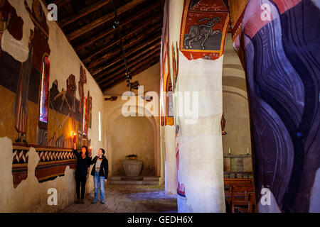 Paintings in Sant Joan church.Romanesque church.Boí.Boí valley.Lleida province.  Catalonia. Spain Stock Photo