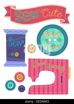 Typography Illustration Featuring the Word Sewing Stock Photo - Alamy