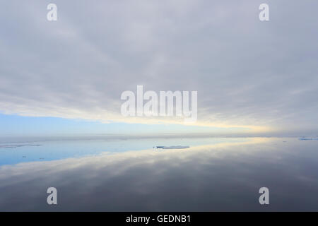 View over the arctic pack ice with late evening sun Stock Photo