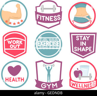 Illustration Featuring Fitness Related Labels Stock Photo