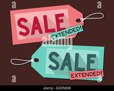 Illustration Featuring Price Tags with the Words Extended Sale Written on It Stock Photo