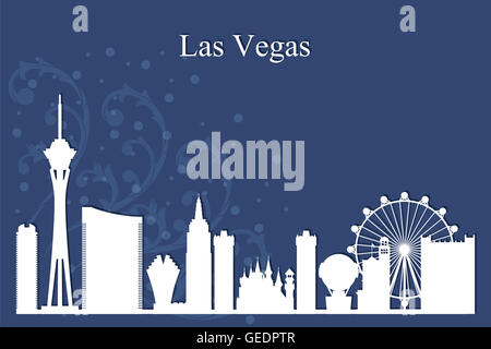 Las Vegas city skyline silhouette on blue background Stock Photo