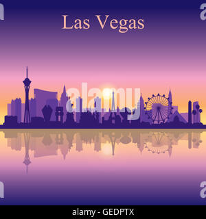 Las Vegas skyline silhouette on sunset background Stock Photo