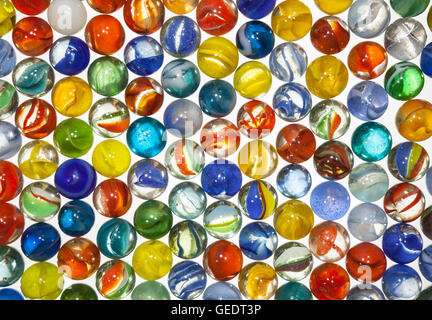 Old toy translucent marbles macro. Stock Photo