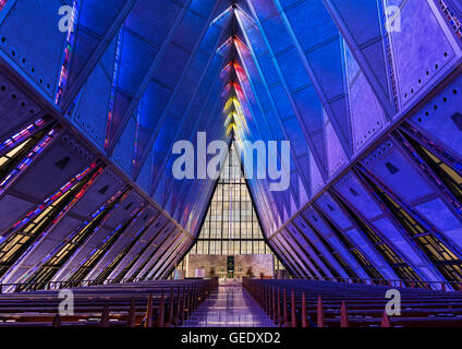 United States Air Force Academy Cadet Chapel, Colorado Springs, Colorado, USA. Stock Photo