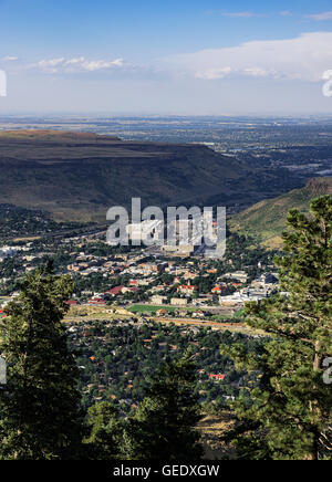Aerial of the town of Golden with Coors Brewery, Colorado, USA Stock Photo