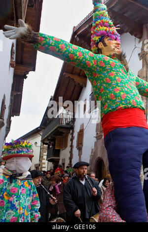 Miel Otxin and Txatxos. Lantz carnival. Navarra. Spain Stock Photo