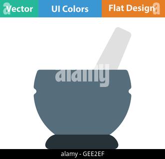 Mortar and pestel icon. Flat color design. Vector illustration. Stock Vector