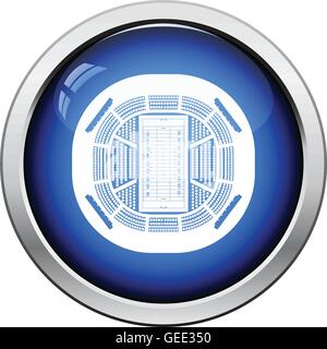 American football stadium bird's-eye view icon. Glossy button design. Vector illustration. Stock Vector