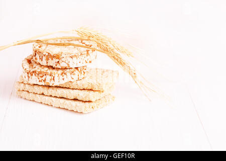 Dietary a low caloric grain crackers on a white background Stock Photo