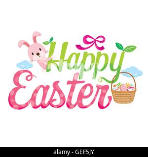 Happy Easter Letter Decorating, Spring Season, Animal, Nature, Decorating, Objects, Festive, Celebrations Stock Vector
