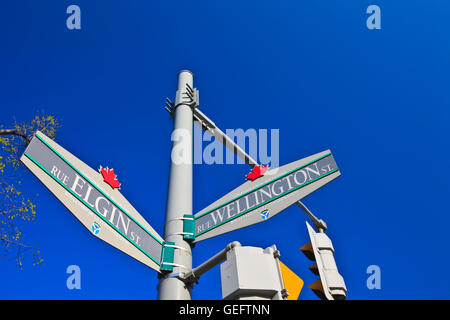 geography,travel, Canada, Ontario, Ottawa, Street signs in downtown Ottawa City, Ontario, Stock Photo