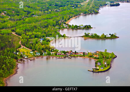 geography,travel, Canada, Ontario, Thunder Bay, Waterfront properties along shores Lake Superior near Thunder Bay, Ontario,