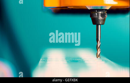 Cutter CNC router and plastic parts of Plexiglas Stock Photo