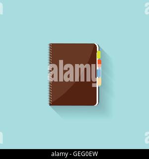 Notebook in a flat style. Reminder, diary. Business planner. Booklet. Paper. Vector illustration. Stock Vector