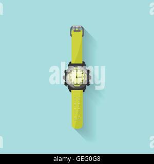 Watch in a flat style. Clock and time. Vector illustration. Stock Vector