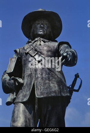 Statue of Oliver Cromwell, in St Ives. Cambridgeshire. England. UK. Stock Photo