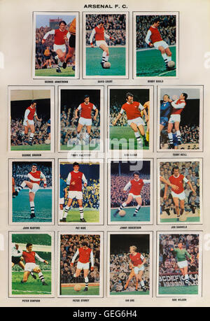 The wonderful world of soccer stars in action picture stamp 1969-1970 album featuring the Arsenal squad Stock Photo