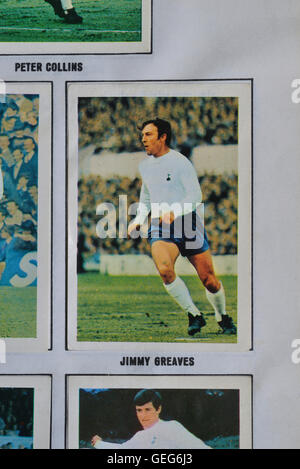 The wonderful world of soccer stars in action picture stamp 1969-1970 album featuring Jimmy Greaves of Tottenham Hotspur Stock Photo