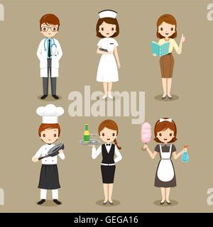 People With Different Occupations Set, Profession, Avatar, Worker, Job, Duty Stock Vector