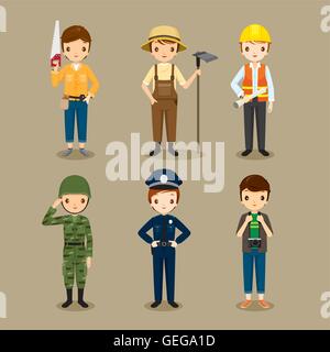 Man, People With Different Occupations Set, Profession, Avatar, Worker, Job, Duty Stock Vector
