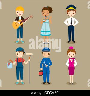 People With Different Occupations Set, Profession, Avatar, Worker, Job, Duty Stock Vector