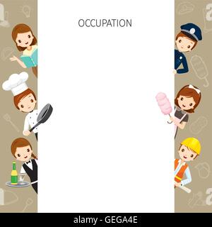 People With Different Occupations Set On Frame, Profession, Avatar, Worker, Job, Duty Stock Vector