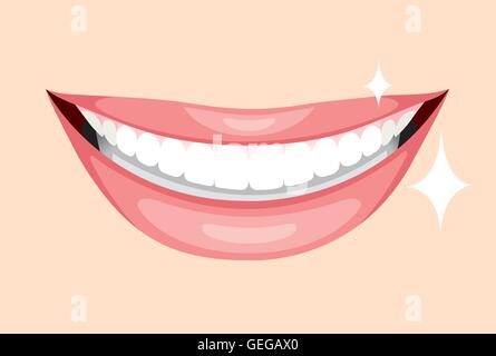 Beautiful Mouth, Smile And Teeth, Medical, Dentistry, Hospital, Checkup, Patient, Hygiene, Healthy, Treatment Stock Vector