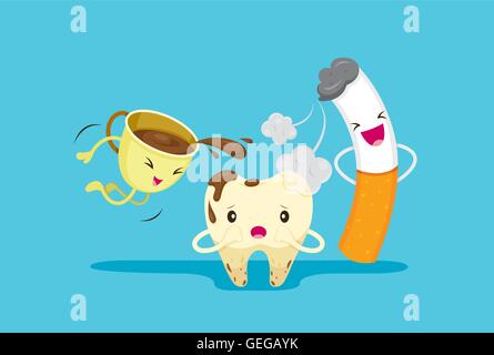 Decayed Tooth Problem With Smoke And Coffee, Medical, Dentistry, Hospital, Checkup, Patient, Hygiene, Healthy, Treatment Stock Vector