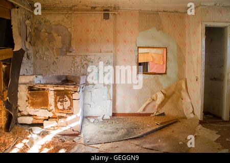 abandoned wooden house in the village in the North Stock Photo