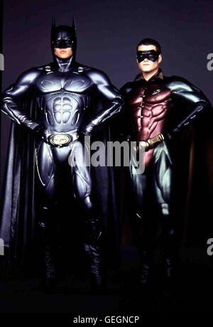 Val Kilmer, Chris O'Donnell   Die Guten: Batman (Val Kilmer) und Robin (Chris O'Donnell). *** Local Caption *** 1995, 1990er, 1990s, Batman Forever, Film, Batman Forever Stock Photo