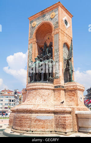Istanbul, Turkey - July 1, 2016: The Republic Monument on Taksim square, Istanbul Stock Photo
