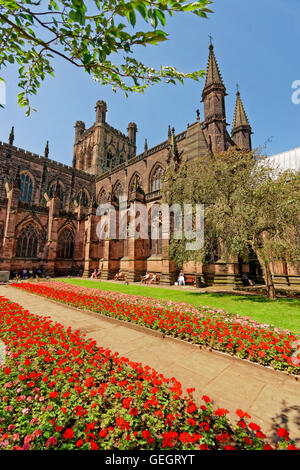 Garden of Remembrance at Chester Cathedral in Chester city centre, the county town of Cheshire. Stock Photo