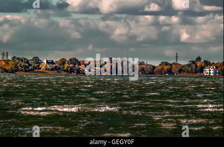 Cold Windy day overlooking Sinepuxent Bay from Assateague Island Stock Photo