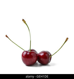 red cherry isolated on white Stock Photo