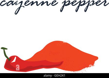 red cayenne pepper and chilli powder vector Stock Vector
