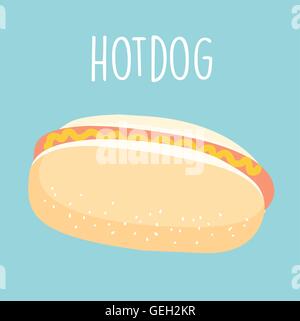 tasty hotdog with mustard vector illustration Stock Vector