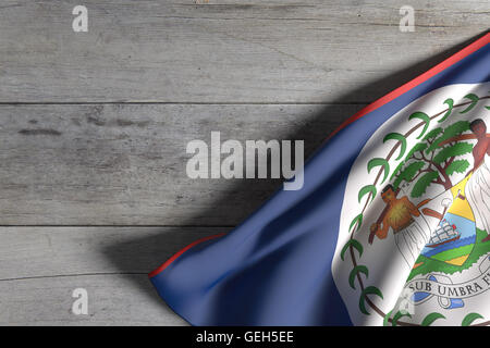 3d rendering of Belize flag waving over a wooden surface Stock Photo