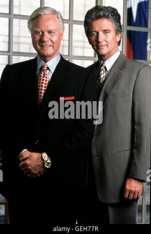 Larry Hagman, Patrick Duffy J.R. (Larry Hagman), Bobby (Patrick Duffy) *** Local Caption *** 1998, Dallas: War Of The Ewings, Dallas: Kampf Bis Aufs Messer Stock Photo